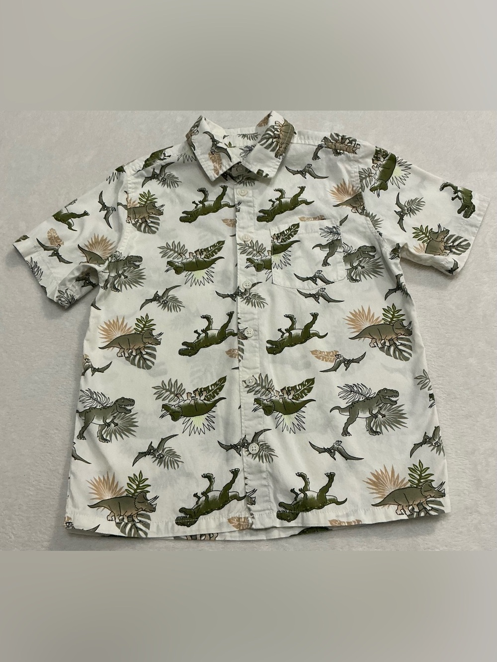 365 Kids from Garanimals Dinosaur Print Button Down Shirt - Size 10